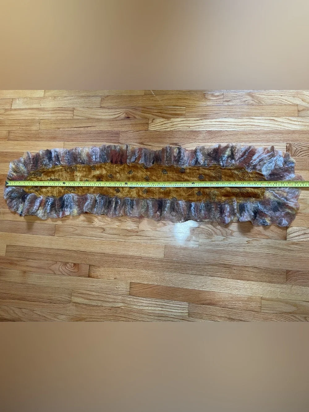 Handcrafted Nuno Felted Wool Scarf in Brown and Gold Tones